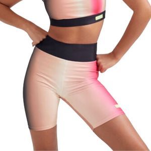 P.E Nation Momentum Bike Short Gradient Colors High Rise Size Medium NWOT